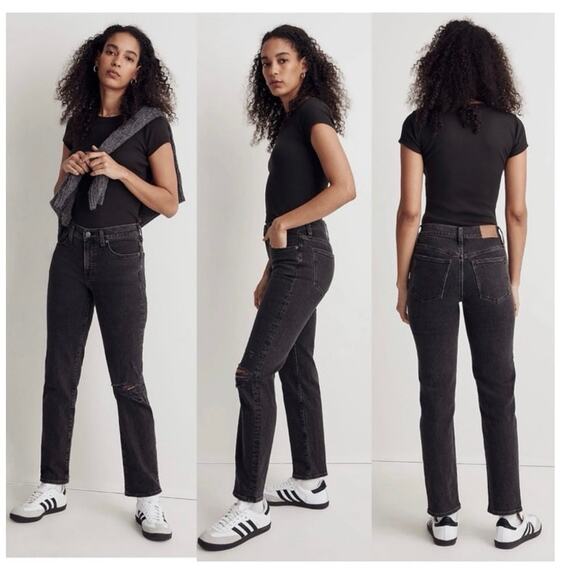 Madewell Black Perfect Vintage Straight Leg Jeans size 24 - Picture 1 of 13